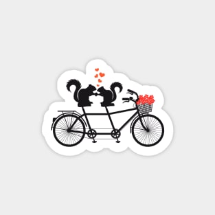 tandem bicycle with squirrels Sticker